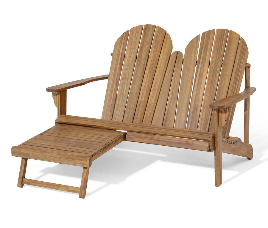 Fauteuil de relaxation Adirondack double avec repose-pieds extensible.