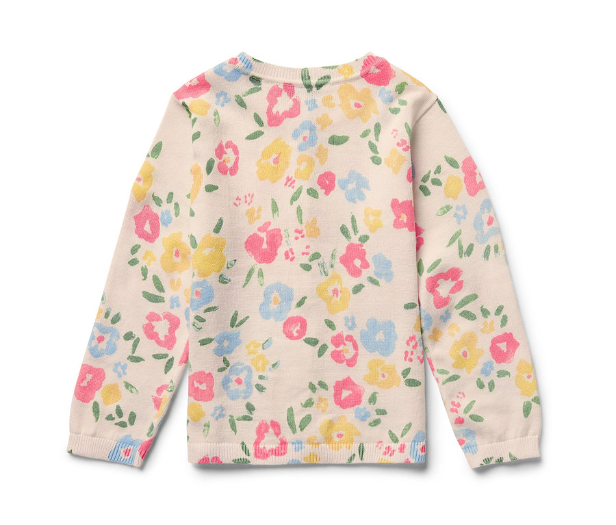 Jaquette en maille pour enfant avec motif floral.