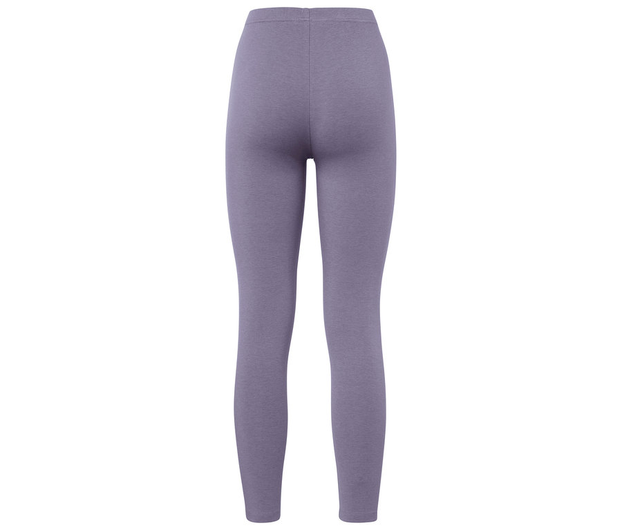 Vue arrière d'un legging violet sur fond blanc.