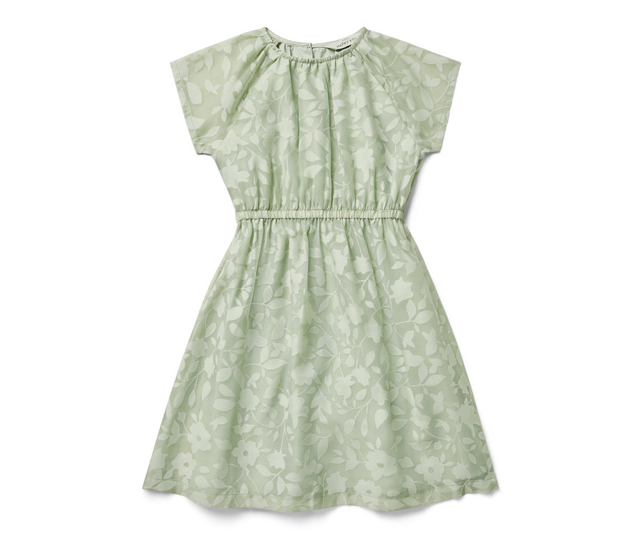 Robe pour enfant verte à motif floral.