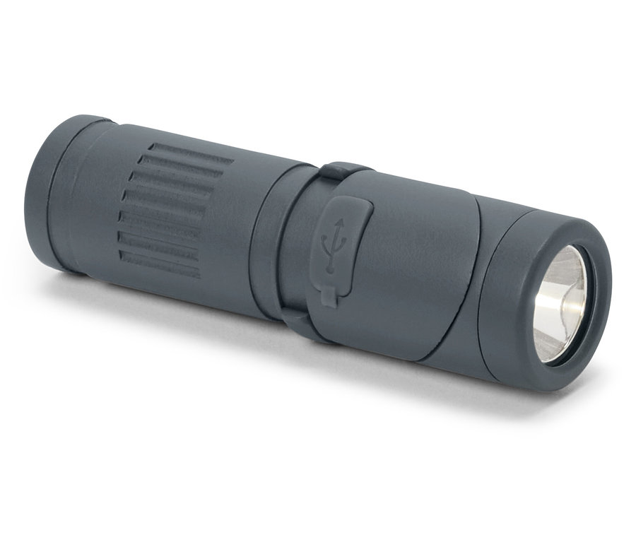 Une lampe multifonction LED 2-en-1 grise est posée horizontalement.