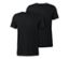 Deux t-shirts noirs en laine mérinos sont posés l'un sur l'autre.