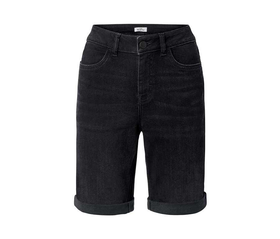Bermuda jeans noir coupe « Lea ».