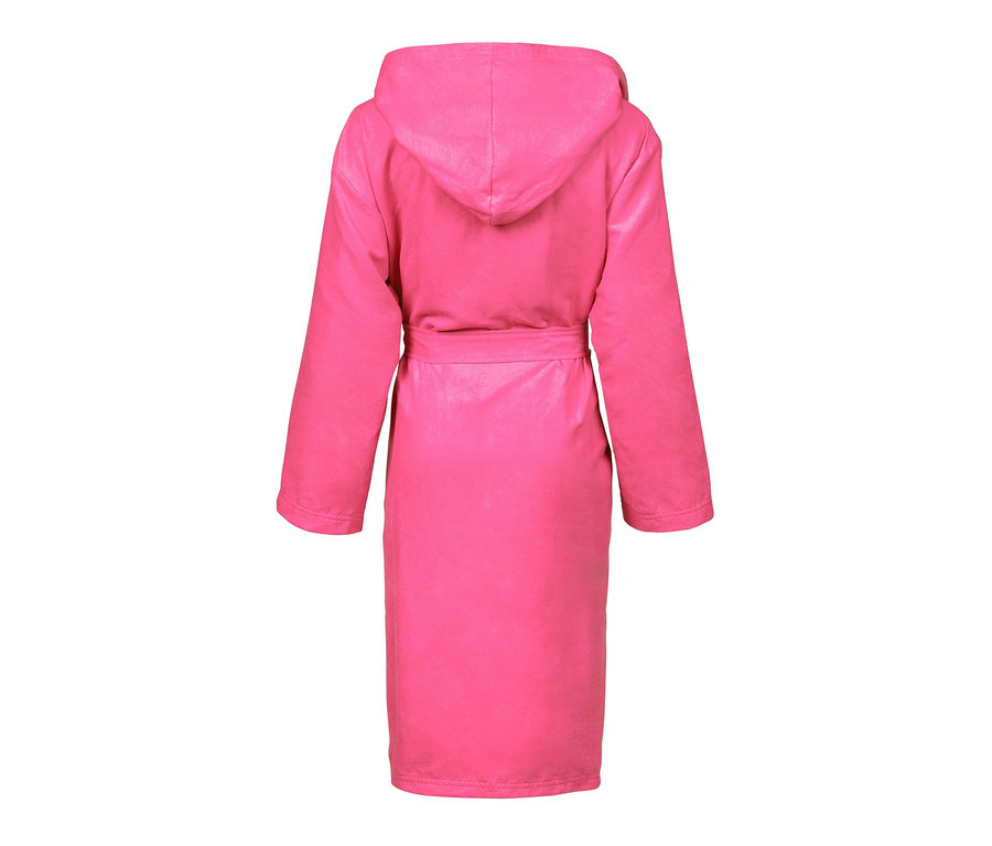 Peignoir rose vif en microfibre arena Zeal pour enfant vu de dos.