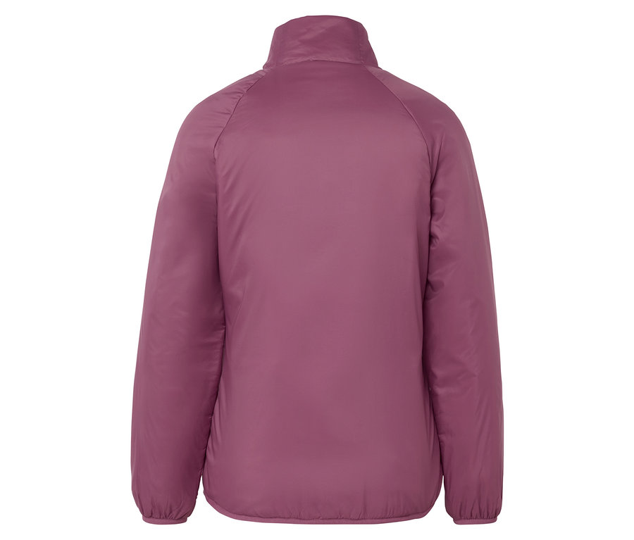 Vue arrière d'une veste rose à col montant.