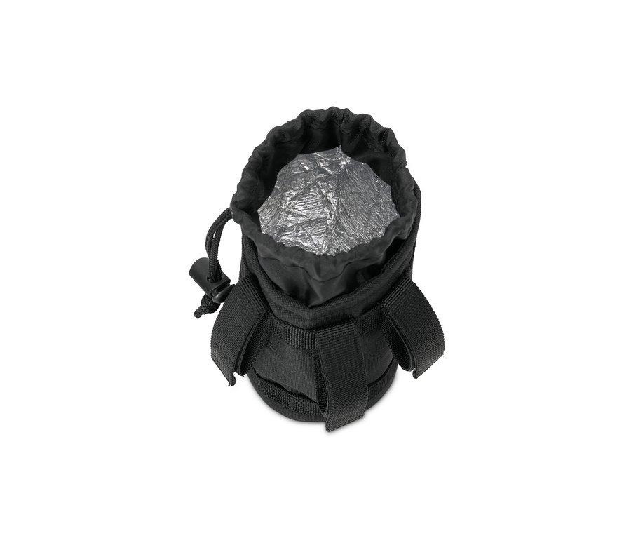 Une sacoche noire pour vélo avec une couche isolante intérieure.