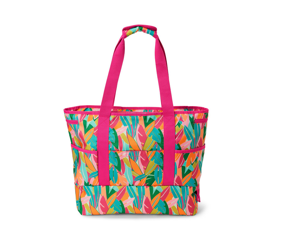 Sac de plage avec impression intégrale de feuilles.