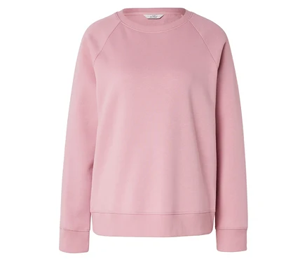 Un sweat-shirt rose posé à plat.
