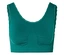 Soutien-gorge de sport vert avec bordure en dentelle à l'encolure et aux bretelles.