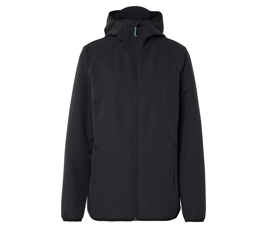 Veste noire à capuche avec fermeture éclair.