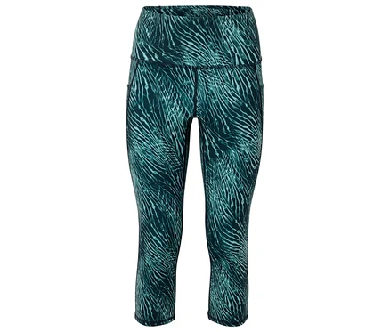 Leggings vert et bleu avec motif zébré.