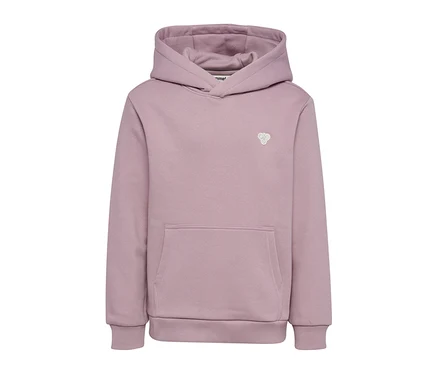 Sweat à capuche hummel® HMLJR Loose Hoodie Bee violet clair avec poche kangourou et bords-côtes.