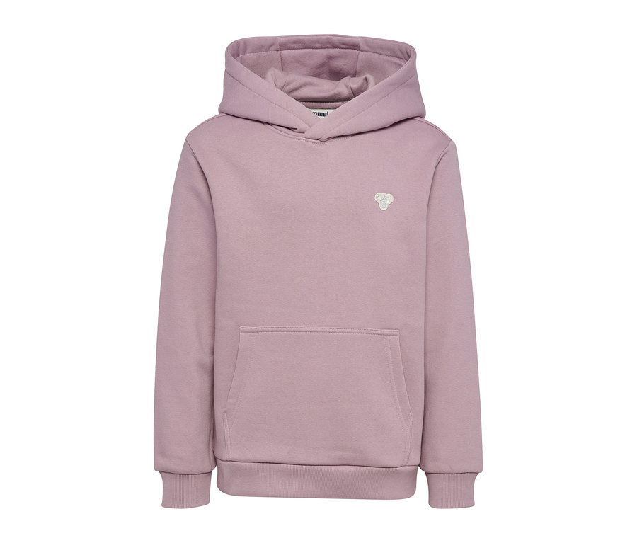Sweat à capuche hummel® HMLJR Loose Hoodie Bee violet clair avec poche kangourou et bords-côtes.
