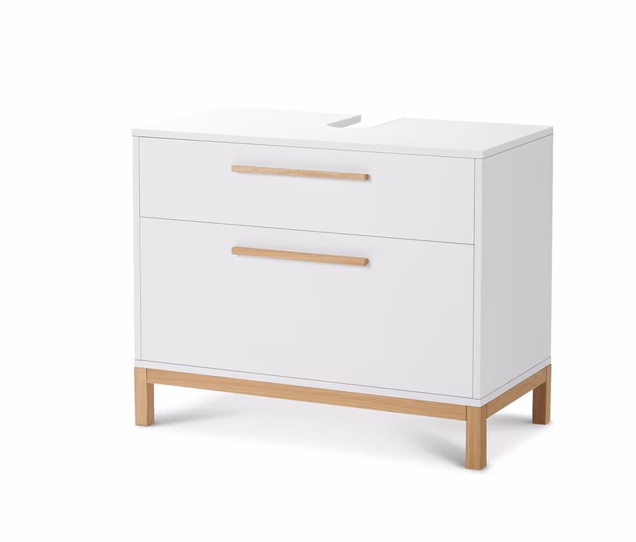 Meuble sous vasque « Eklund » blanc à 2 tiroirs.