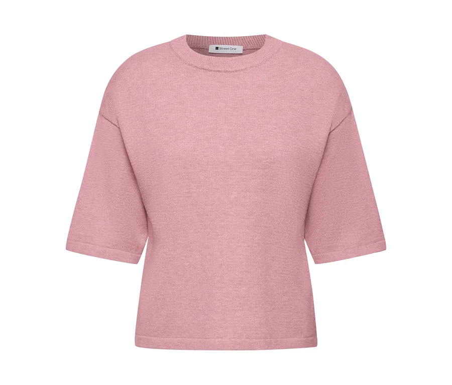 Pull en maille rose Street One à manches 3/4 et col rond.