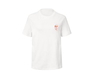 Blanc clair avec une broderie orange
