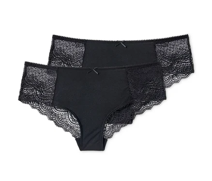 Deux slips brésiliens noirs avec de la dentelle.