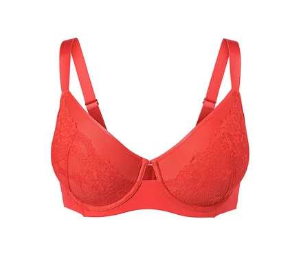 Soutien-gorge Spacer orange avec détails en dentelle.