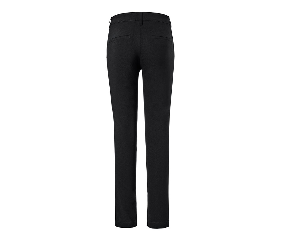 Gros plan sur un pantalon noir en bengaline.
