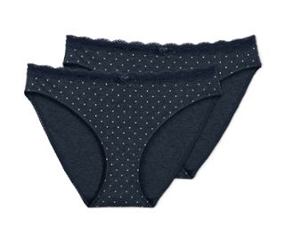 Bleu foncé chiné avec des pois blancs