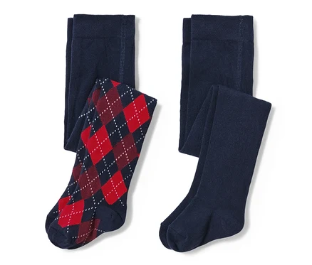 Deux collants enfant à motif losanges.