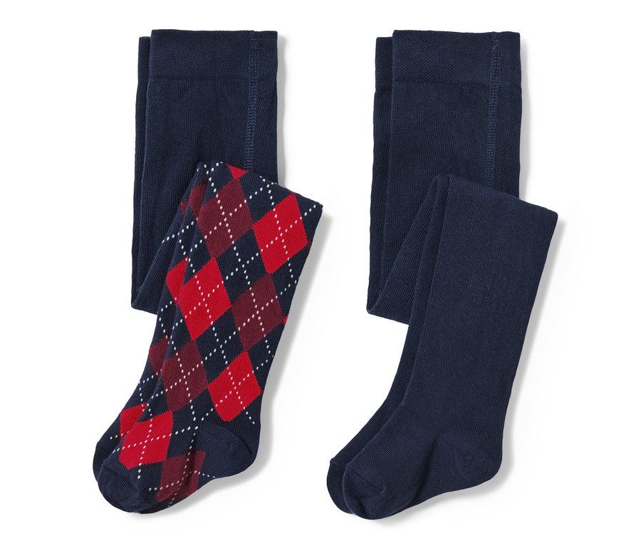 Deux collants enfant à motif losanges.