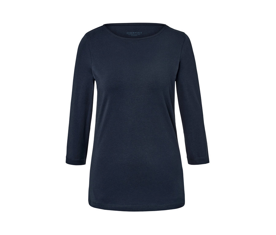 T-shirt bleu foncé à manches 3/4.
