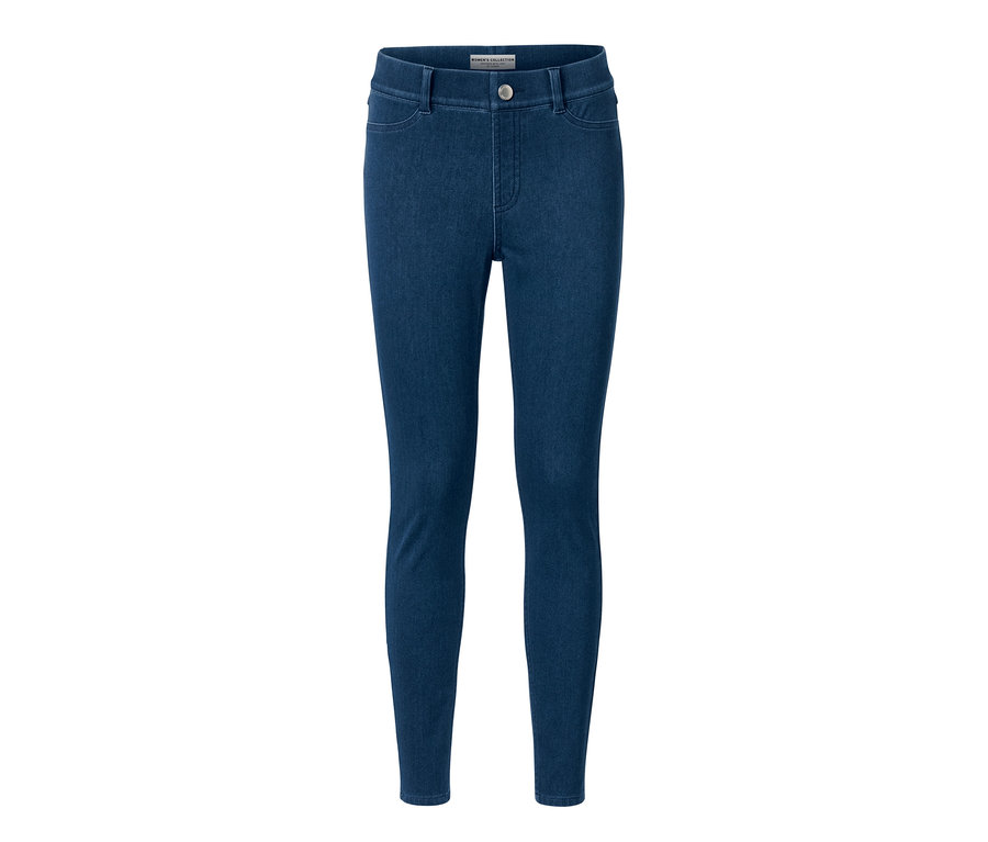 Jegging bleu sur fond blanc.