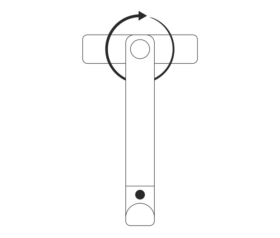 Illustration d'un outil pour joints 4 en 1 avec une tête rotative et une flèche indiquant le sens de rotation.