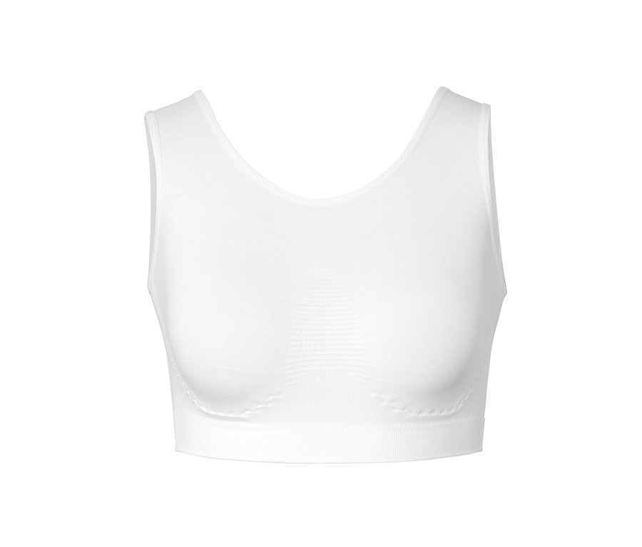 Détail d'une brassière seamless blanche.