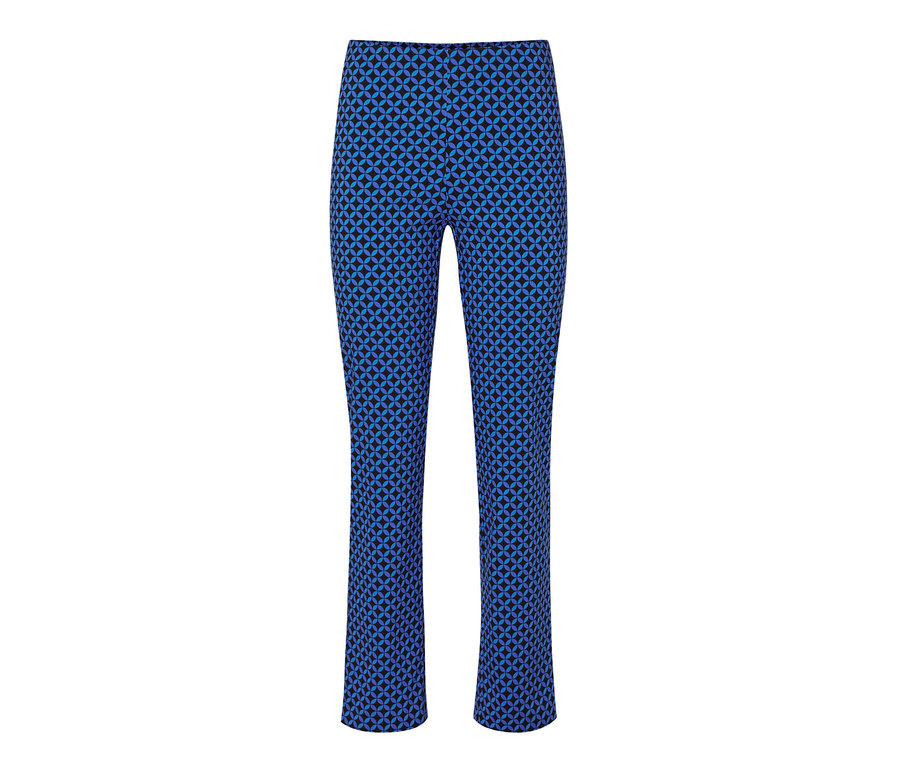 Pantalon stretch imprimé bleu cobalt.