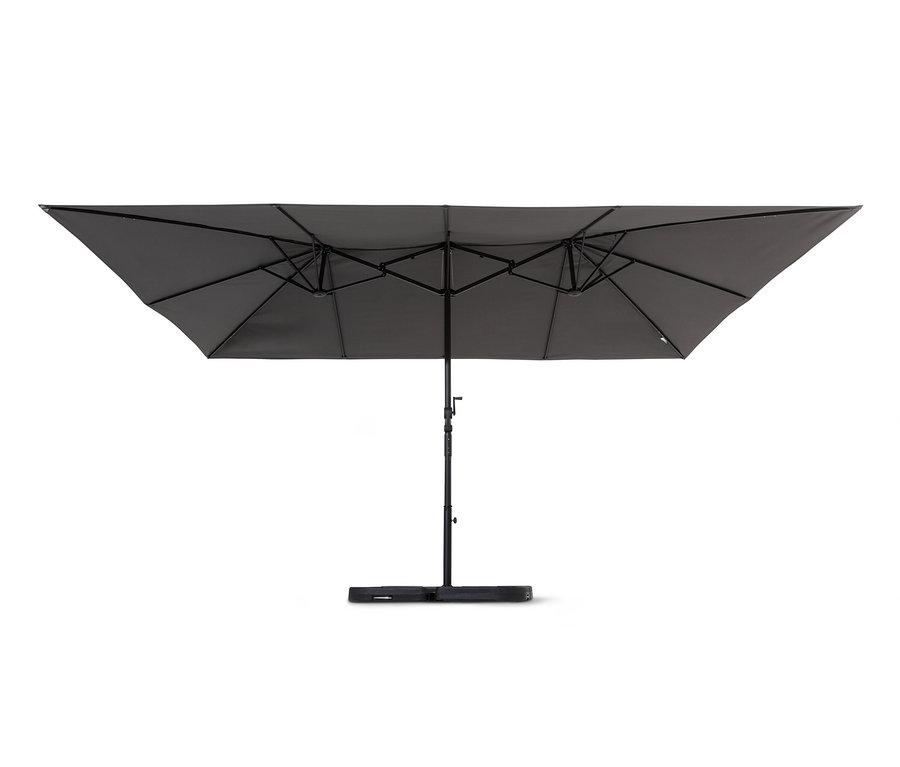 Double parasol Leco, anthracite, sur fond blanc.