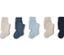 Cinq paires de collants bleus en coton pour enfant.