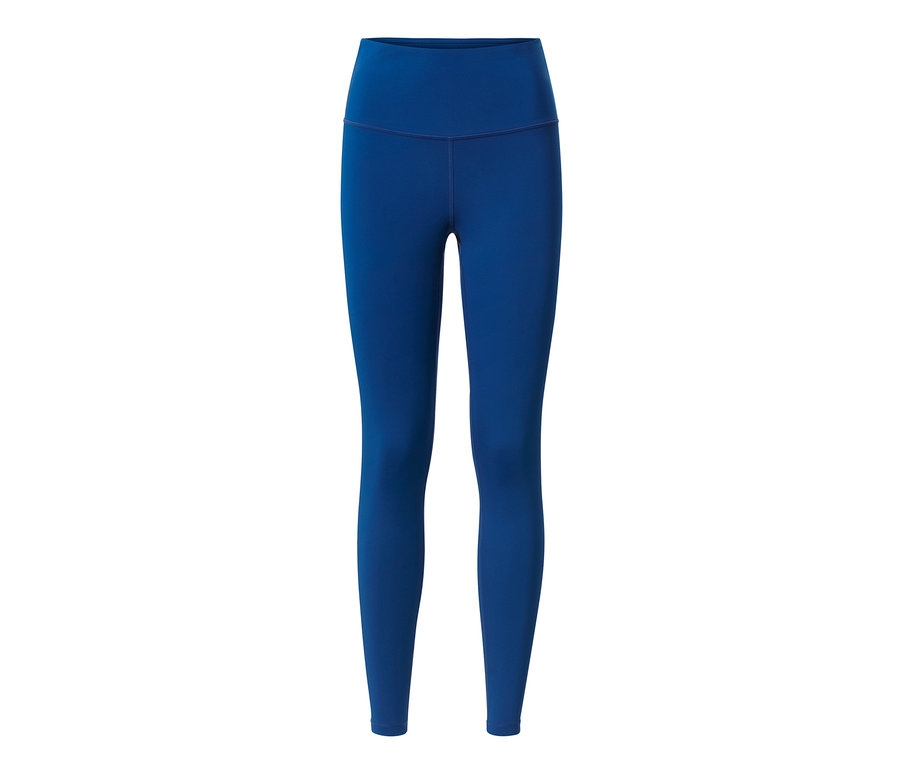 Legging de sport bleu sur fond blanc.