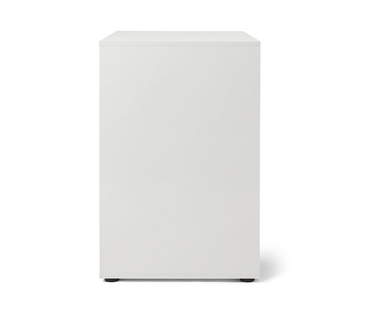 Étagère blanche pour machine à laver avec espace de rangement latéral.