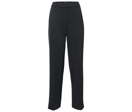 Pantalon noir à motif géométrique.