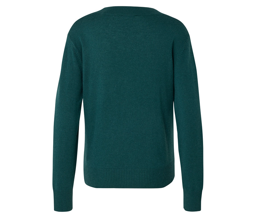 Vue arrière d'un pull vert à manches longues.