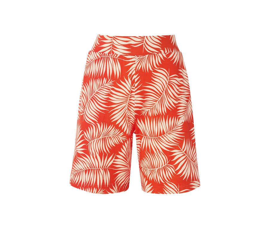Un short rouge en jersey imprimé.