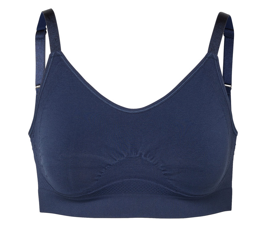 Soutien-gorge de sport sans coutures bleu foncé.