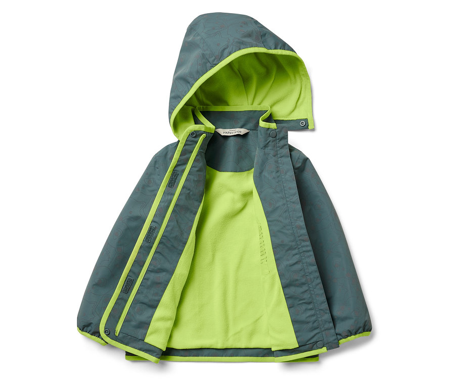 Veste à capuche verte avec un motif gris.