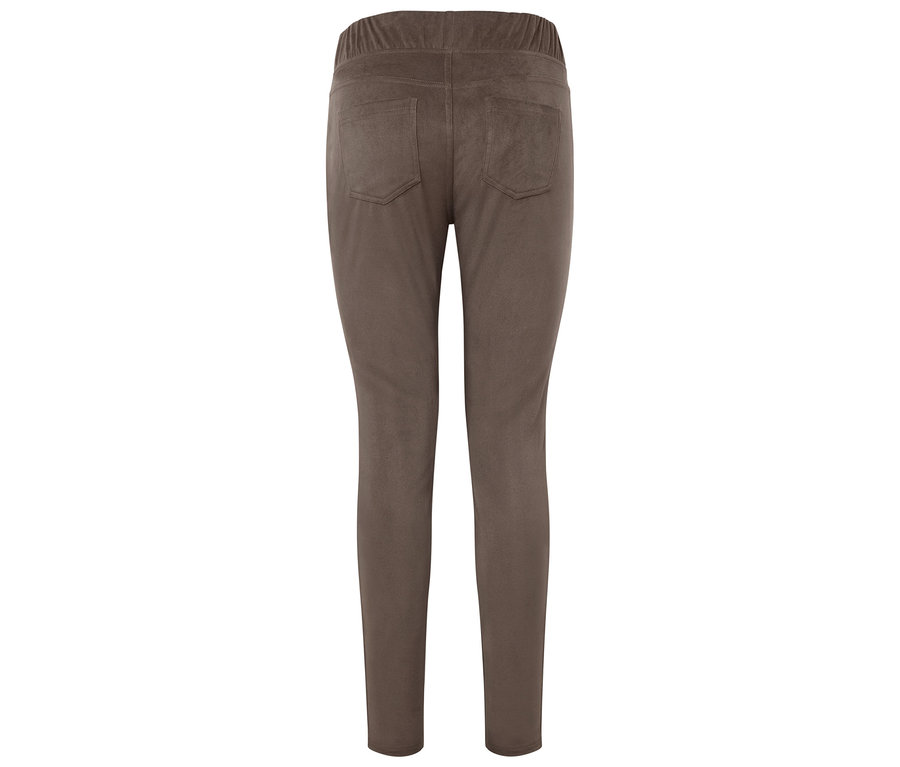 Pantalon marron avec taille élastique vue de dos.