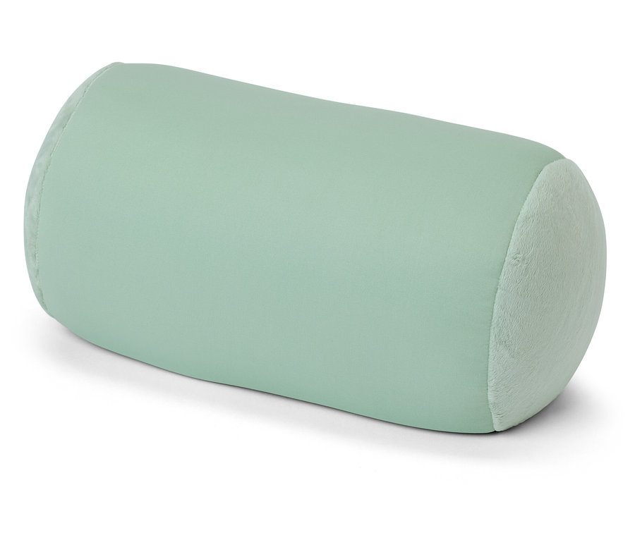 Un coussin de relaxation vert sur fond blanc.