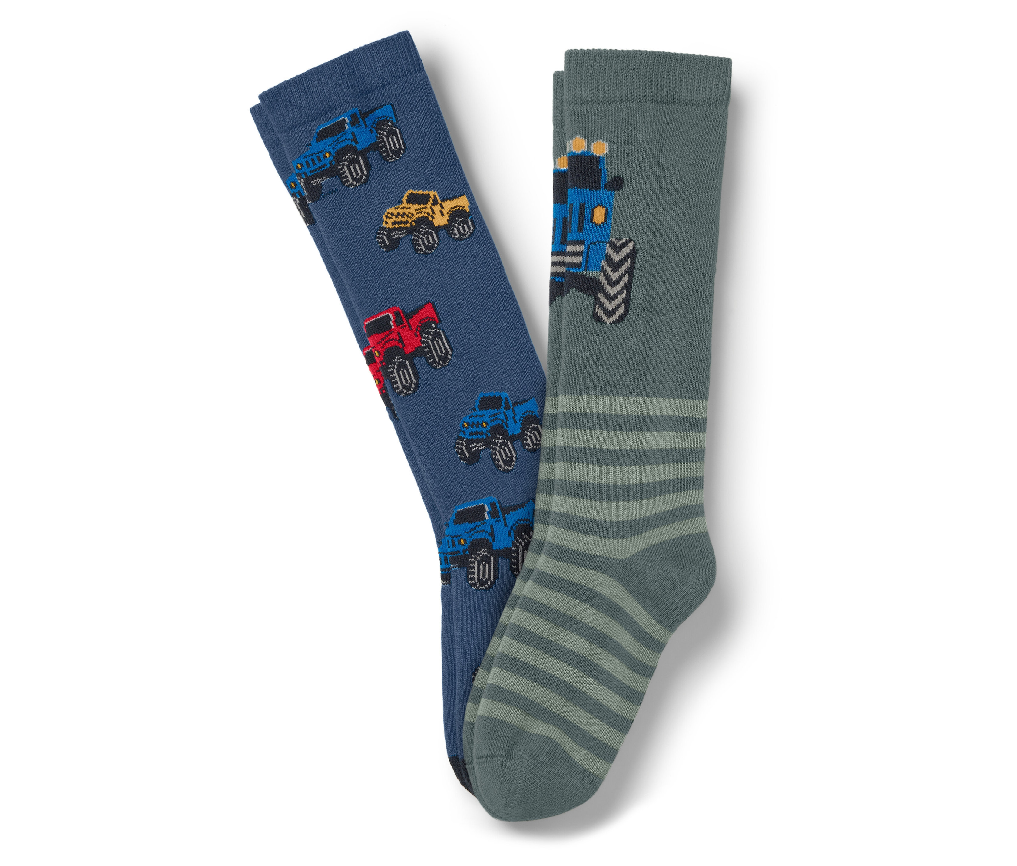 Deux paires de chaussettes pour bottes en caoutchouc pour enfants, motif camions.