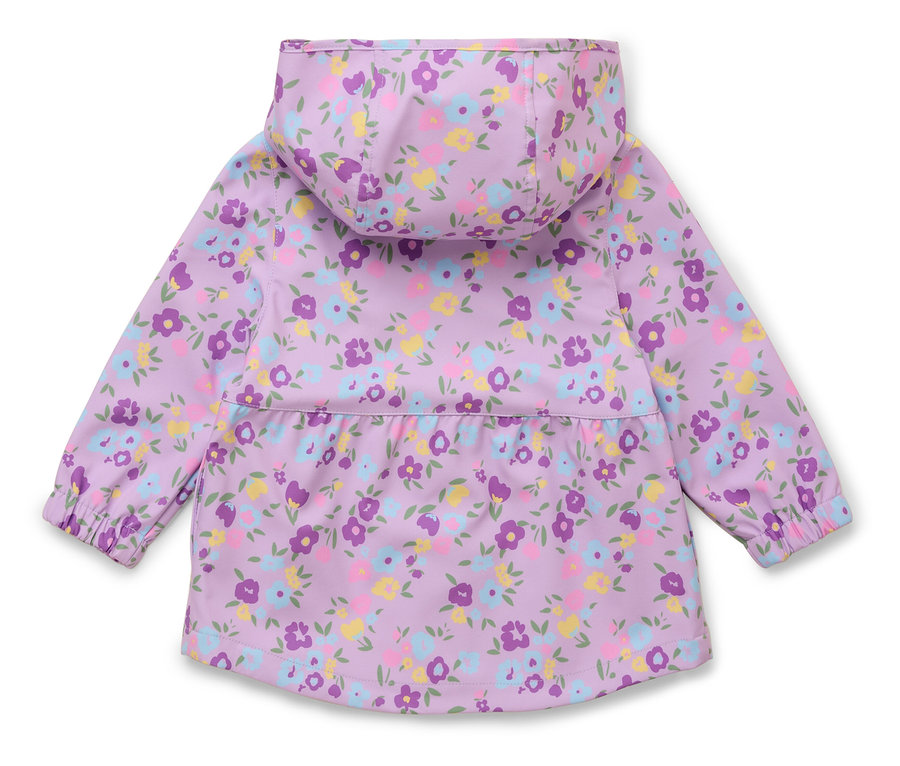Imperméable lilas pour enfants avec motif floral, vue arrière.