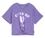 T-shirt lilas avec motif cœur « City Glow » et nœud sur le devant.