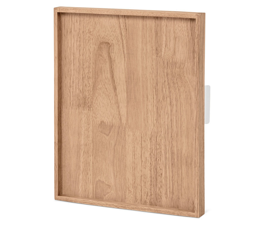 Plateau rectangulaire en bois avec cadre et grain.