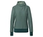 Sweat à capuche rayé vert et gris avec manches longues et ourlet plus foncé à la base et aux manches.