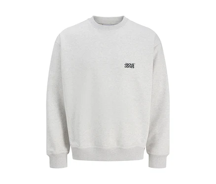 Pull Colton de Jack&Jones, blanc, avec col, poignets et ourlet côtelés, et petit logo sur la poitrine.
