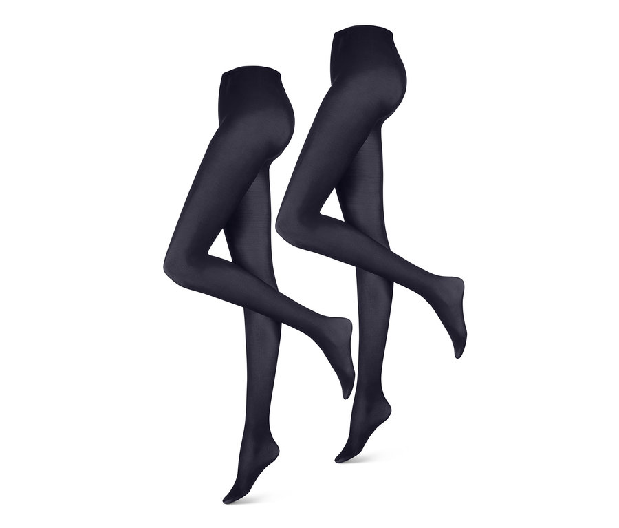 Deux jambes de mannequin portant des collants noirs, 2 paires.