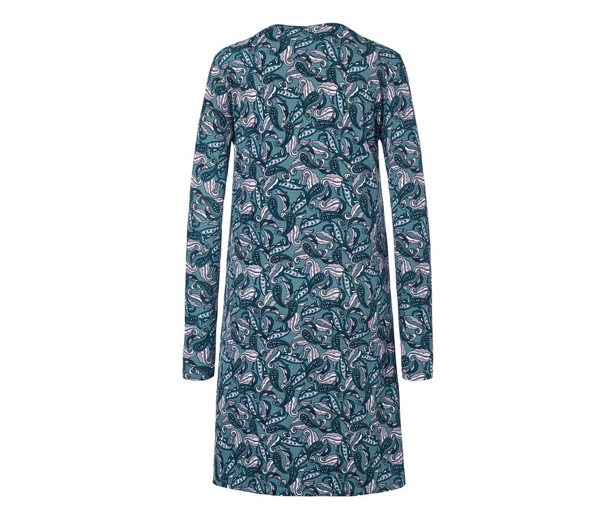 Chemise de nuit bleue avec imprimé intégral.